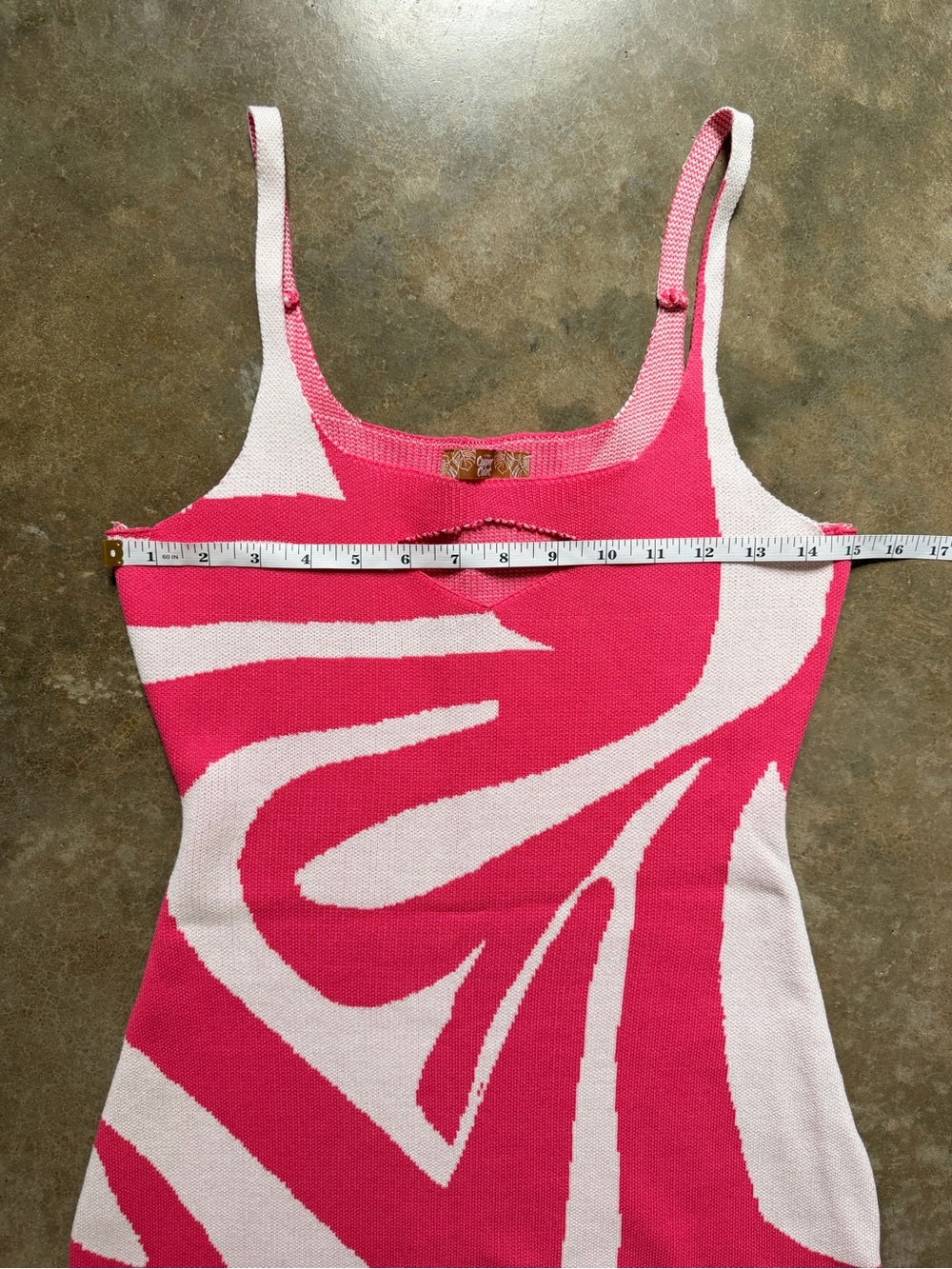 Pink Abstract Swirl Knit Mini Dress Y2K Barbiecore M (S Fit) Retro - Picture 7 of 9